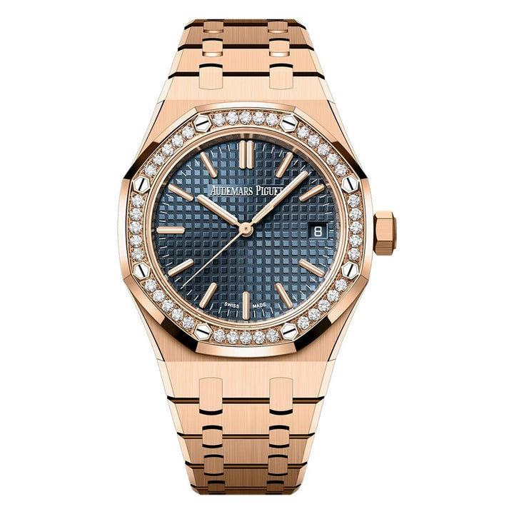 Audemars Piguet ROYAL OAK 37MM BLUE DIAL 18K PINK GOLD WITH DIAMOND BEZEL Ref. 15551OR.ZZ.1356OR.05 MENS WATCH