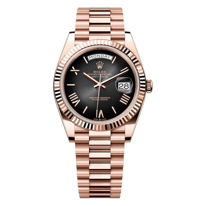Rolex Rose Gold Day-Date 40 Watch - Fluted Bezel - Slate Ombre Dial - Presidential Bracelet