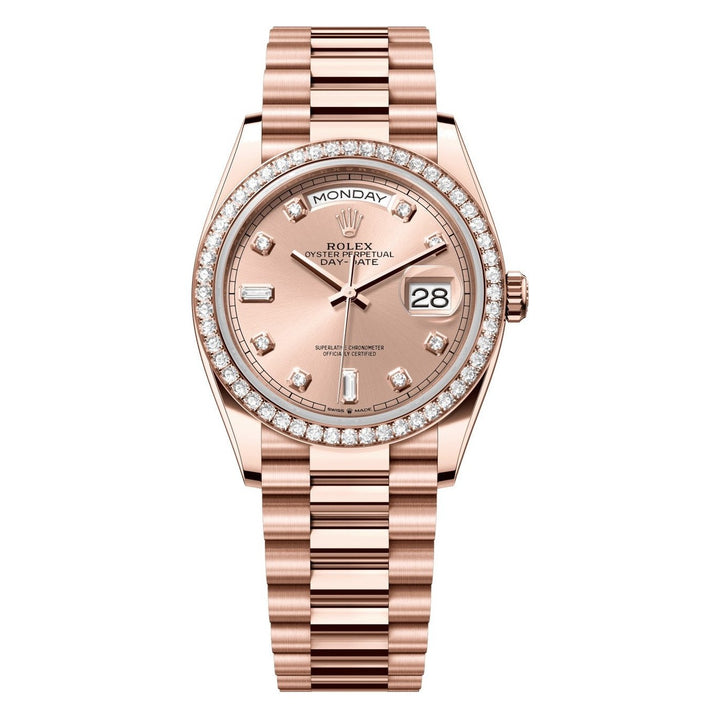 Rolex Day-Date 36 128345RBR - 36mm Everose Gold (Diamond Bezel) - President