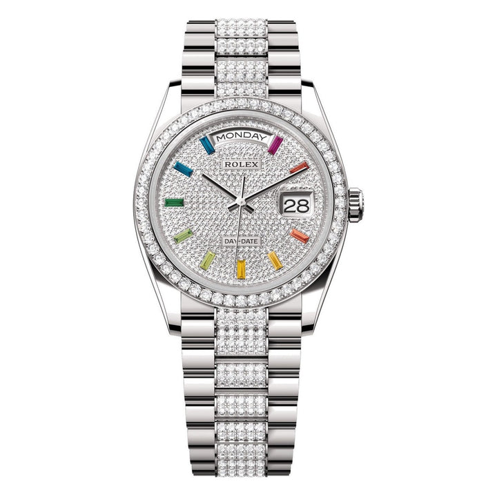 Rolex Day-Date 36 128349RBR - 36mm White Gold (Diamond Bezel) - President