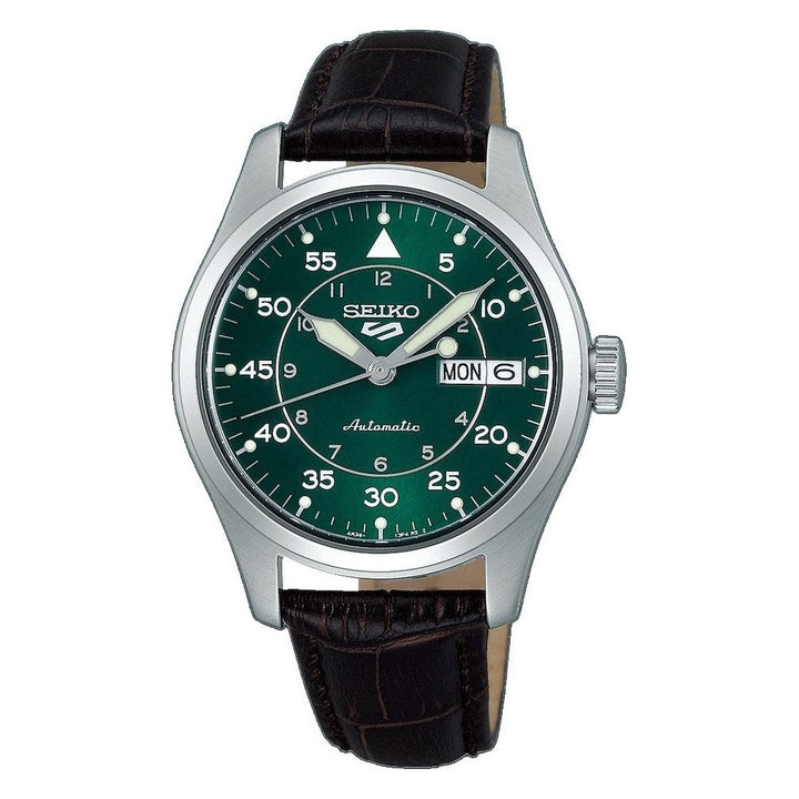 5 Sports Field Series Green Dial Brown Leather Strap 36.4mm Green Dial