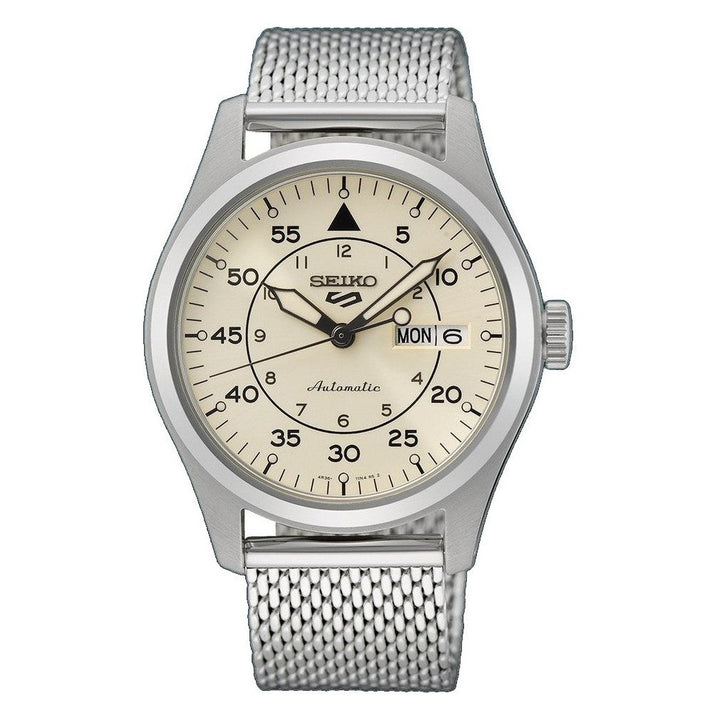 5 Sports Field Cream Dial / Steel Mesh Bracelet Cream White Dial