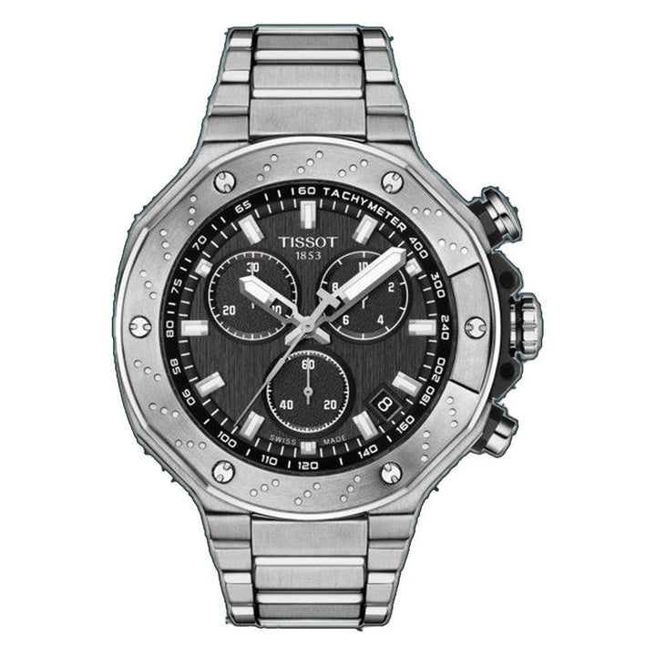 T-Race Chronograph Silver-tone Black Dial