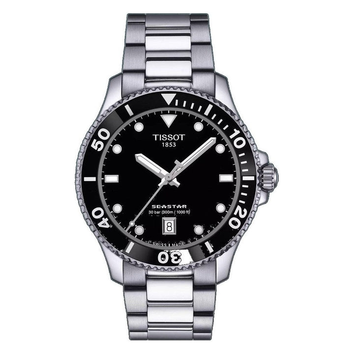 SEASTAR 1000 Black / Stainless Steel Black Dial