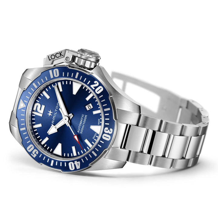 Khaki Navy Silver/SS Blue Dial