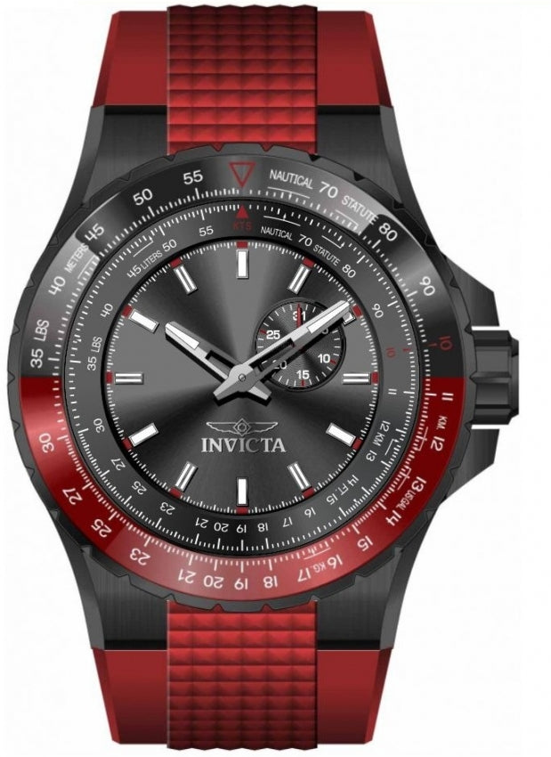 Aviator Men Black Dial / Red Silicone Strap Black Dial