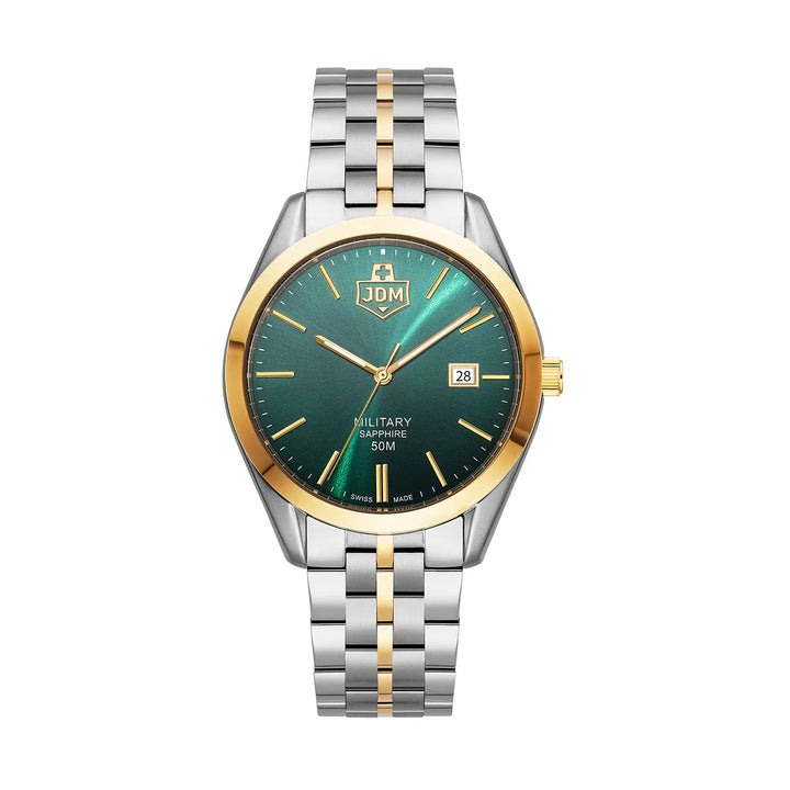 Interlaken Gents Green sunray dial two-tone bracelet Green Sunray Dial