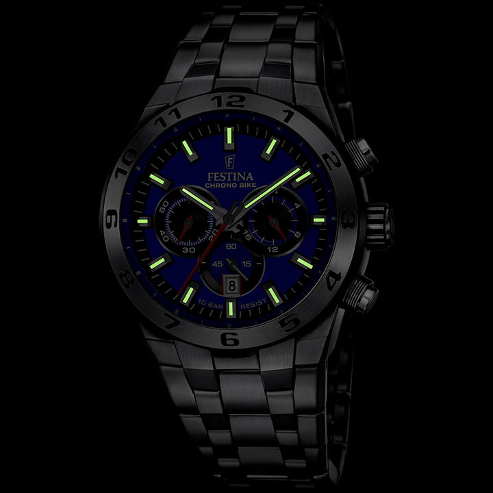 Chrono Bike Blue / Stainless steel Blue Dial