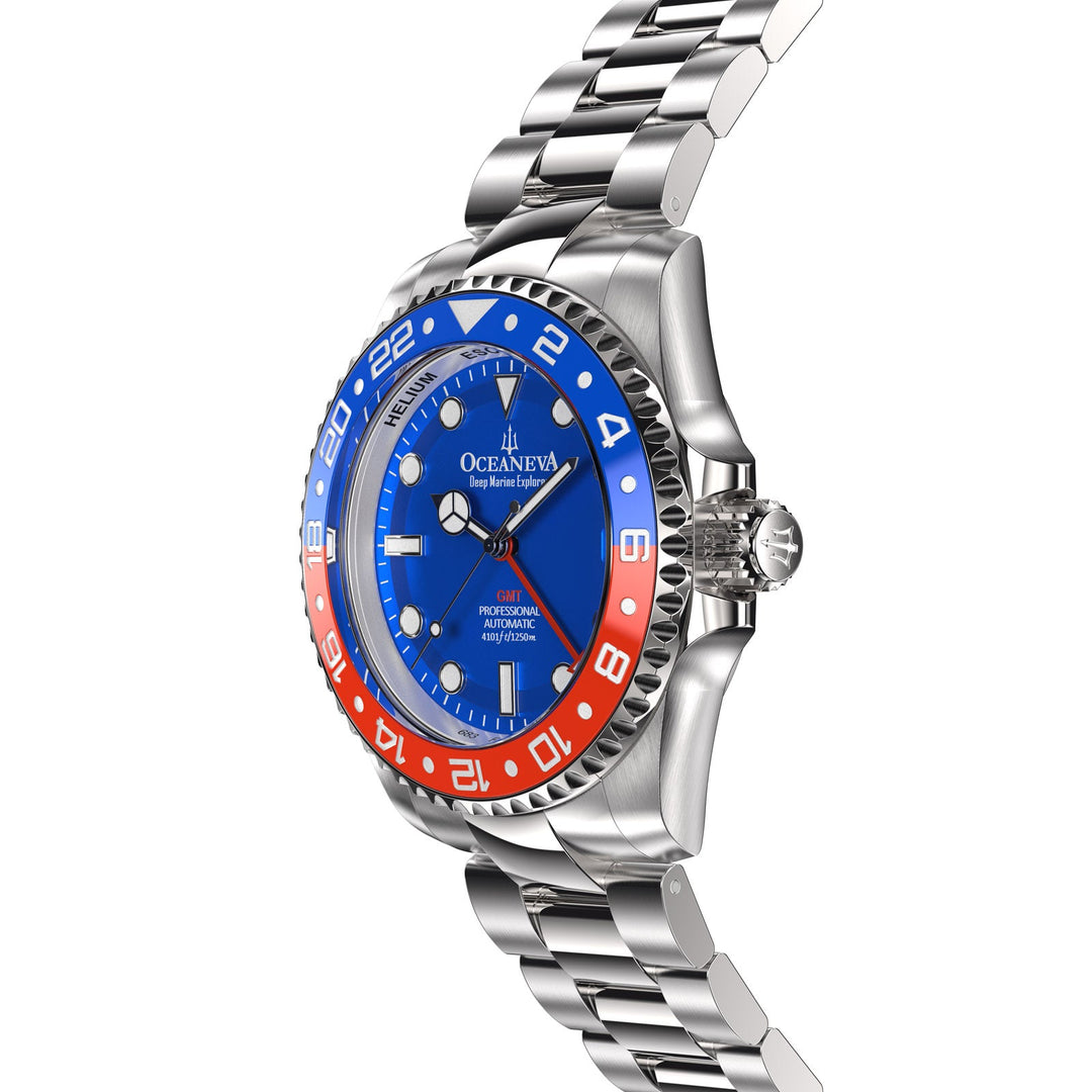 Deep Marine Explorer II Swiss Automatic Blue/Red Bezel| Blue Dial