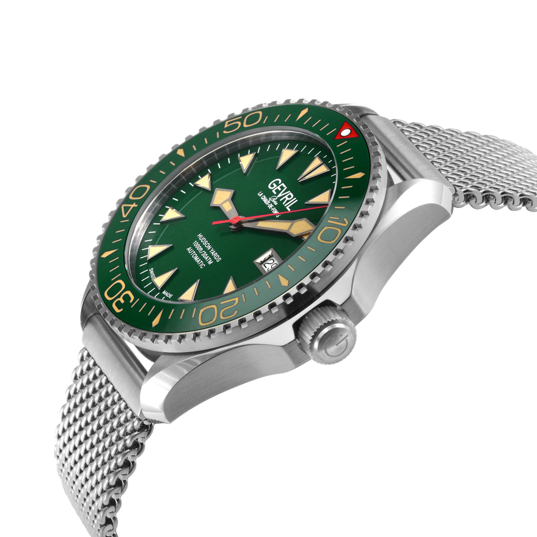 Hudson Yards Swiss Automatic SW200 - Date display Diver watch, Green Ceramic bez