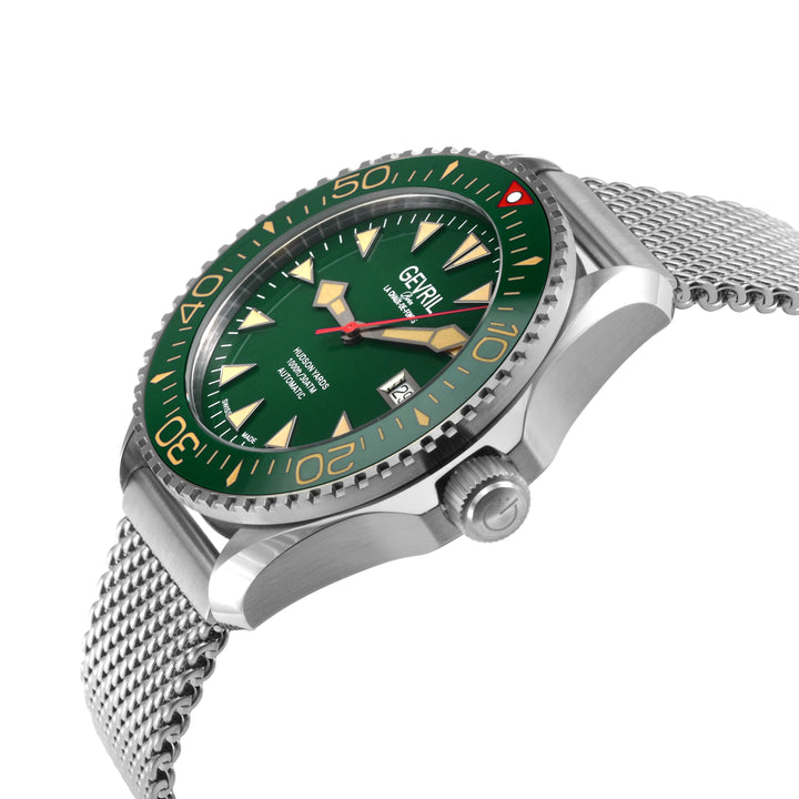 Hudson Yards Swiss Automatic SW200 - Date display Diver watch, Green Ceramic bez