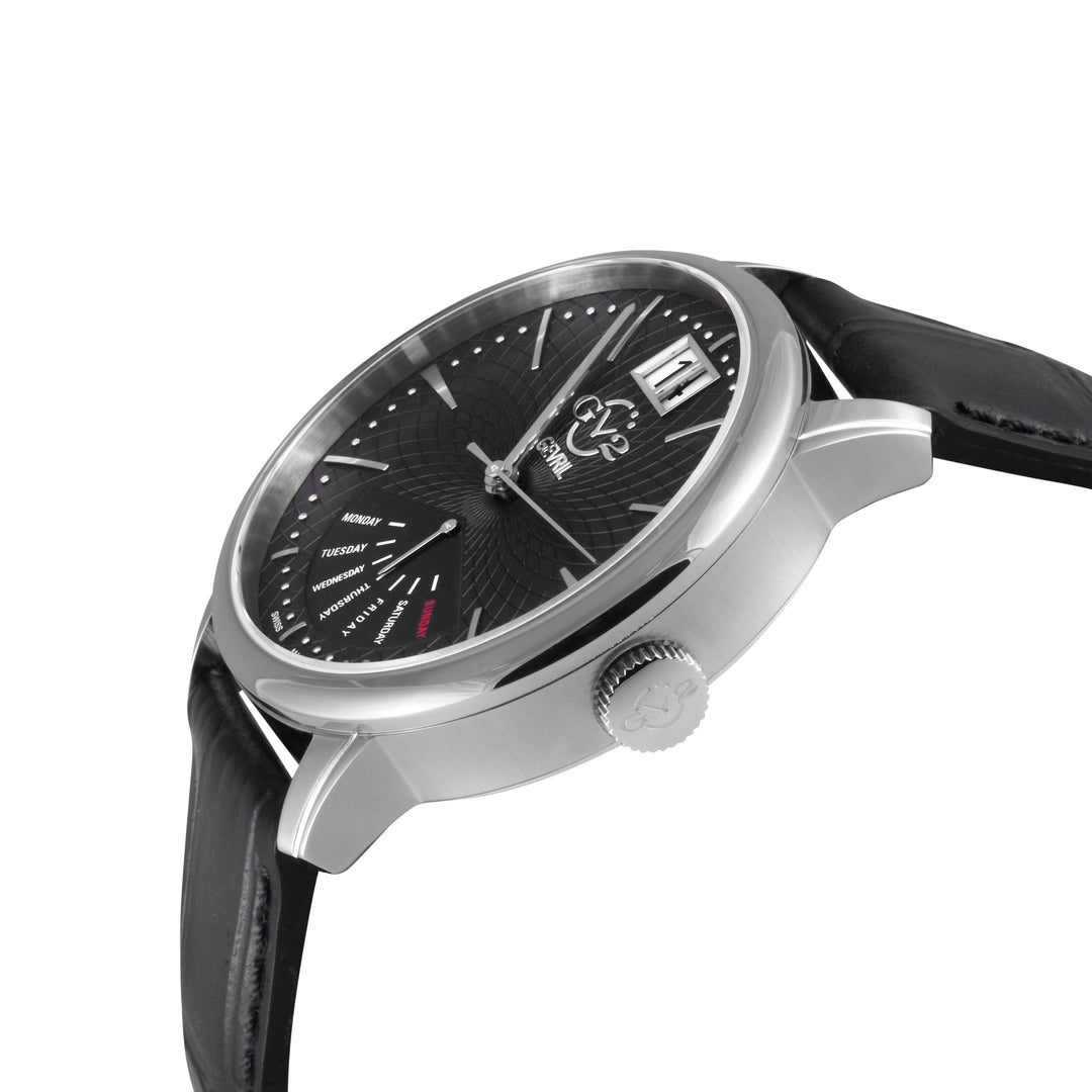 Rovescio Swiss Multifunction Big Date Silver/Black,Black band | Black Dial