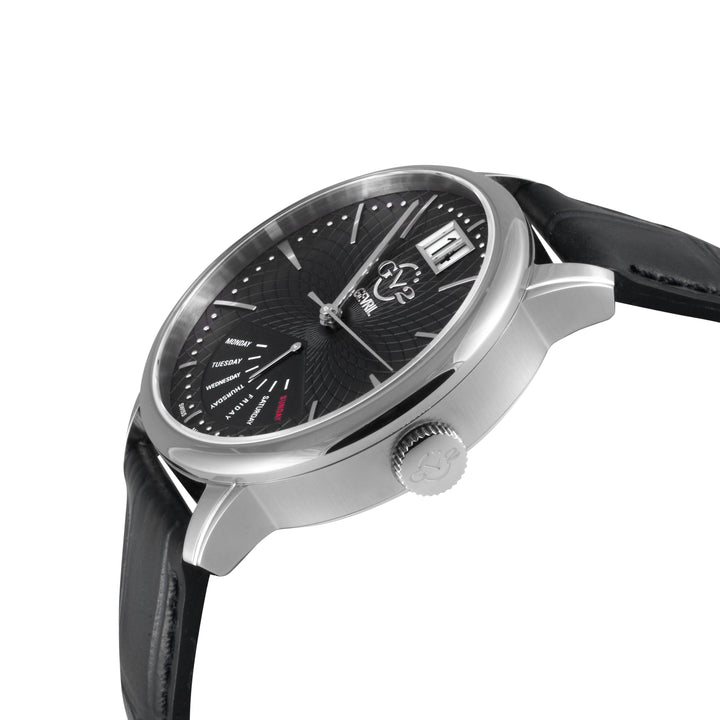 Rovescio Swiss Multifunction Big Date Silver/Black,Black band | Black Dial