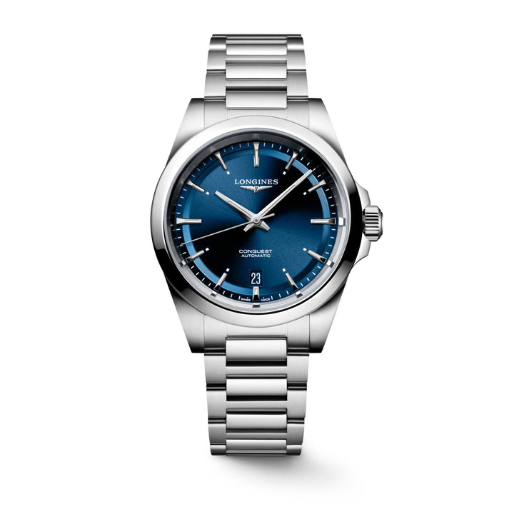 Conquest Silver/Blue Sunray Blue Dial
