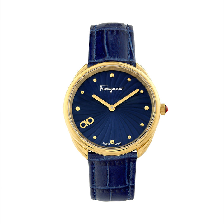 Cuir 34mm / Blue / Blue | Blue Dial