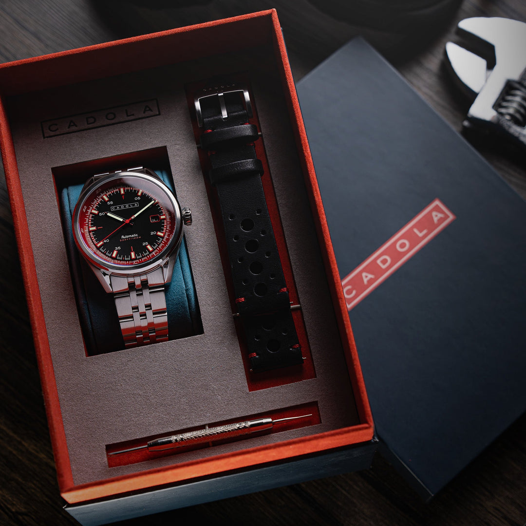 Pista Automatic Black & Red / Stainless Steel Black Dial