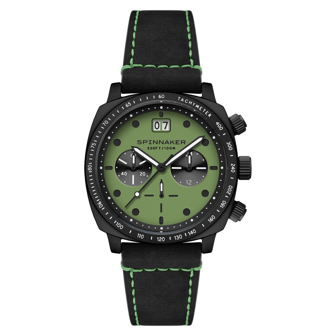 Hull Chronograph Black & Green / Leather | Green Dial