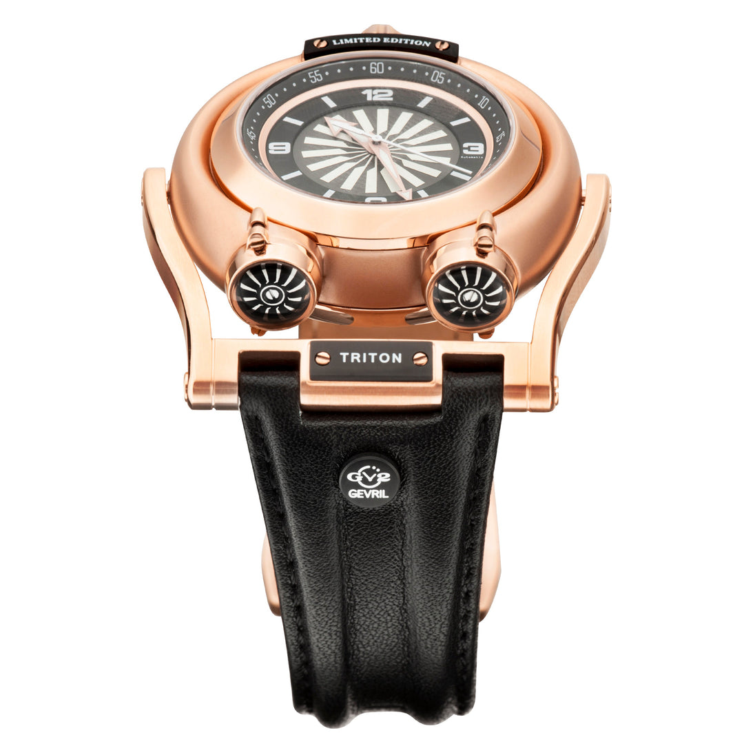Triton GV2 by Gevril Triton Automatic Swiss Made Triton swinging lugs watch Blac