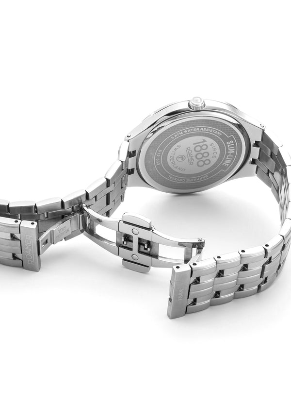 Slim-Line Classic Sky blue dial, stainless steel bracelet Sky Blue Dial