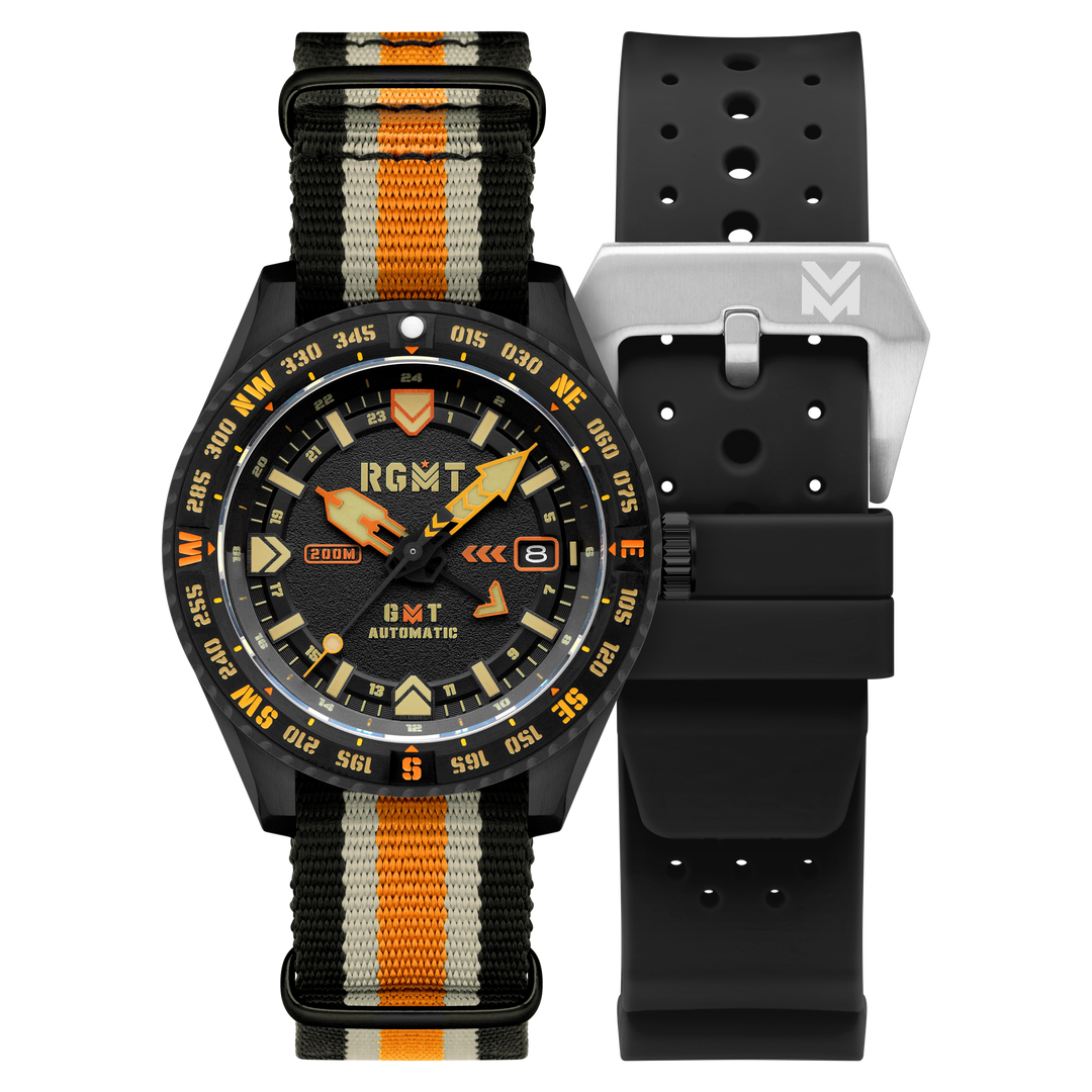 Dragoon GMT Automatic Black Dial / Multicolor Nylon Strap Black Dial