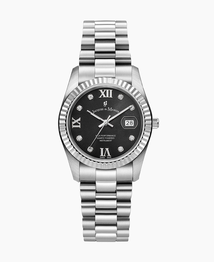 Inspiration Roman Black dial, silver stainless steel bracelet Black Dial