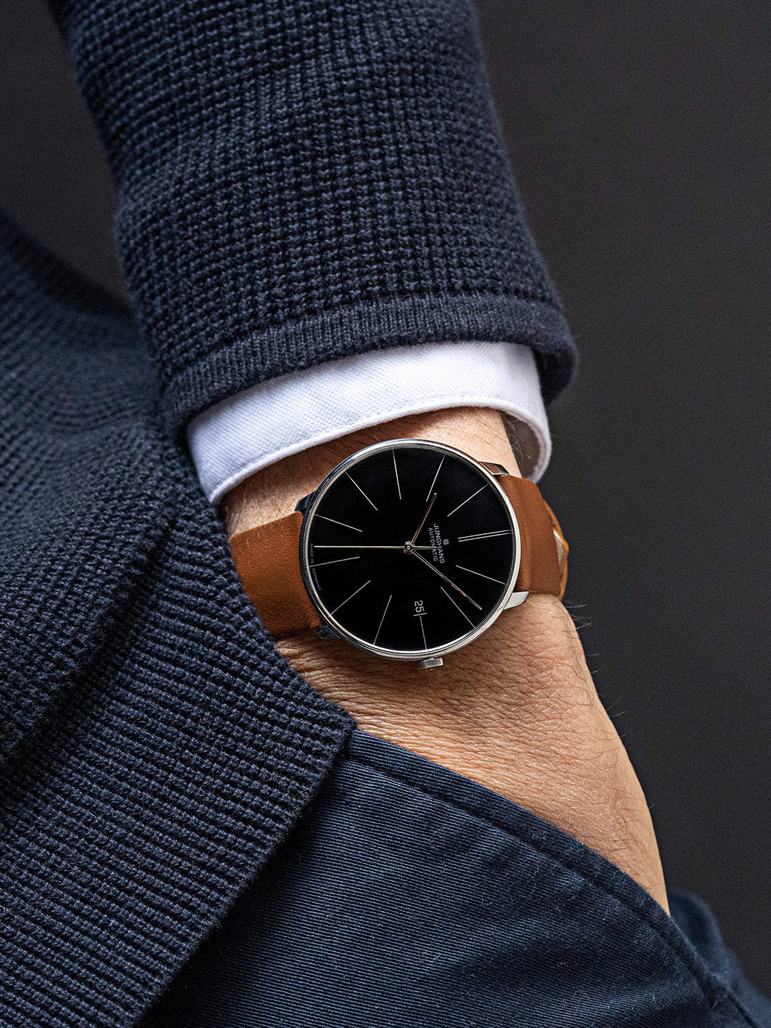 Meister Fein Automatic Black Dial / Brown Leather Strap Black Dial