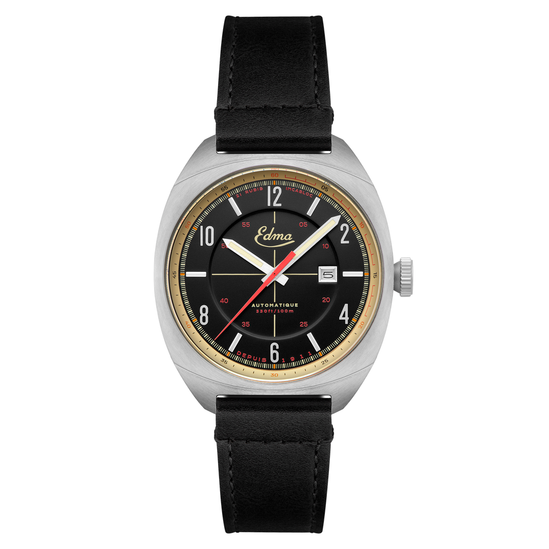 Crissier Automatic Black / Black Leather | Black Dial