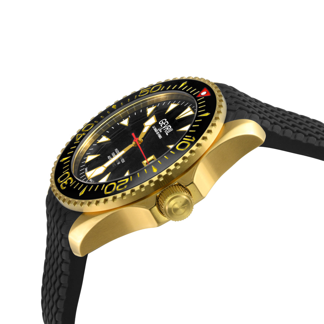 Hudson Yards - Rubber Swiss Made SW200 ceramic rotating bezel helium valve - Bla