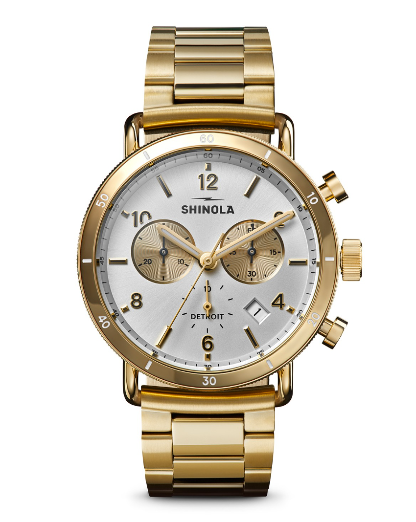 Watch: Canfield Sport 40mm, Gold Bracelet Silver Dial