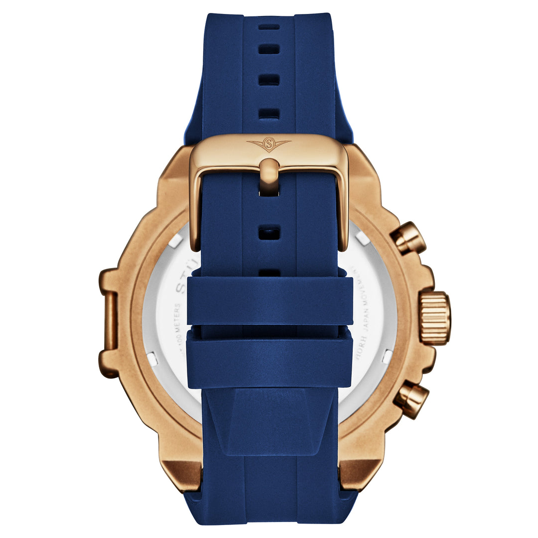 Spectra 50mm Japanese Quartz Chronograph Rose/Blue | Blue Dial