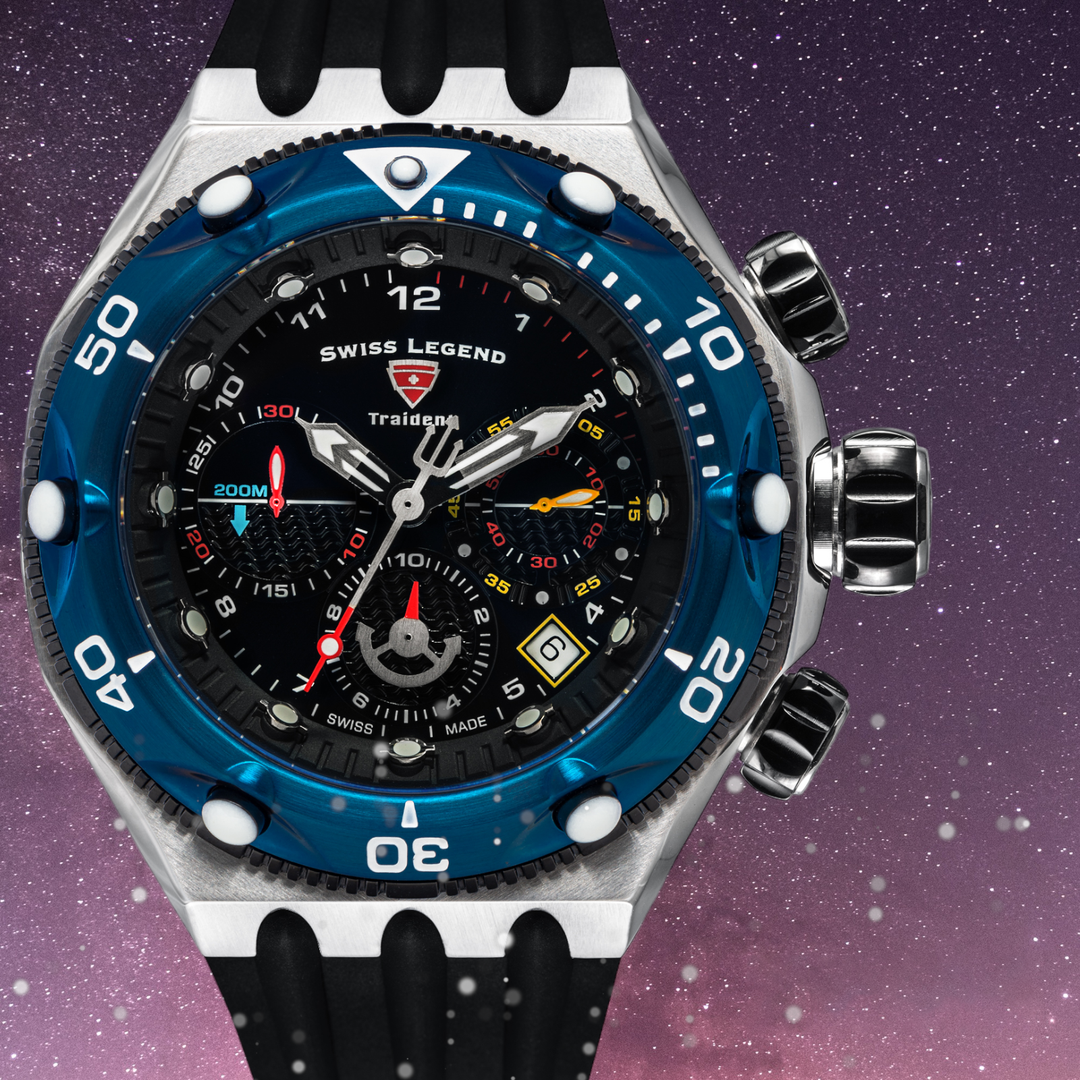 Traident Chronograph Black & Blue / Rubber | Black Dial