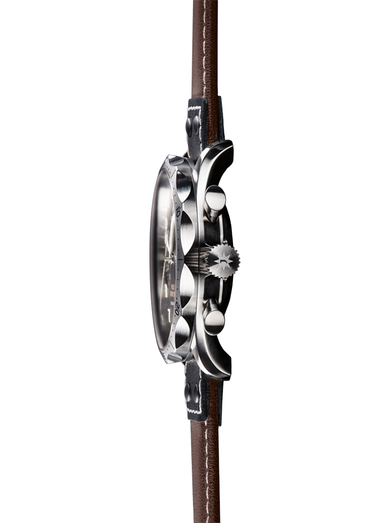 Pilot Chronoscope Black Dial / Riveted Brown and Black Leather Strap Black Dial