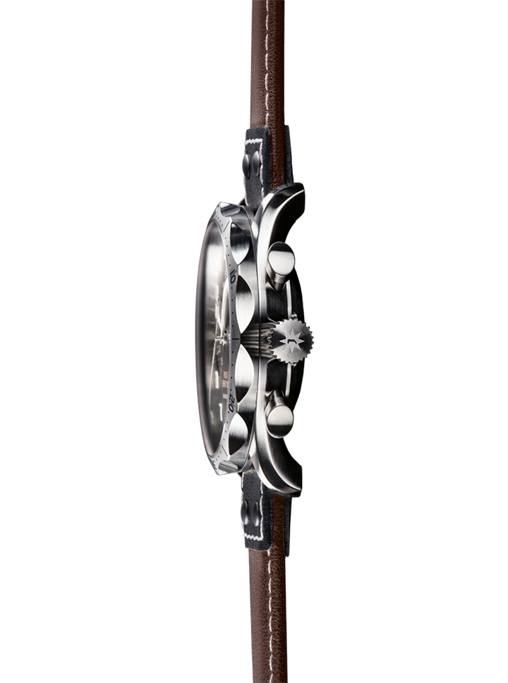 Pilot Chronoscope Black Dial / Riveted Brown and Black Leather Strap Black Dial