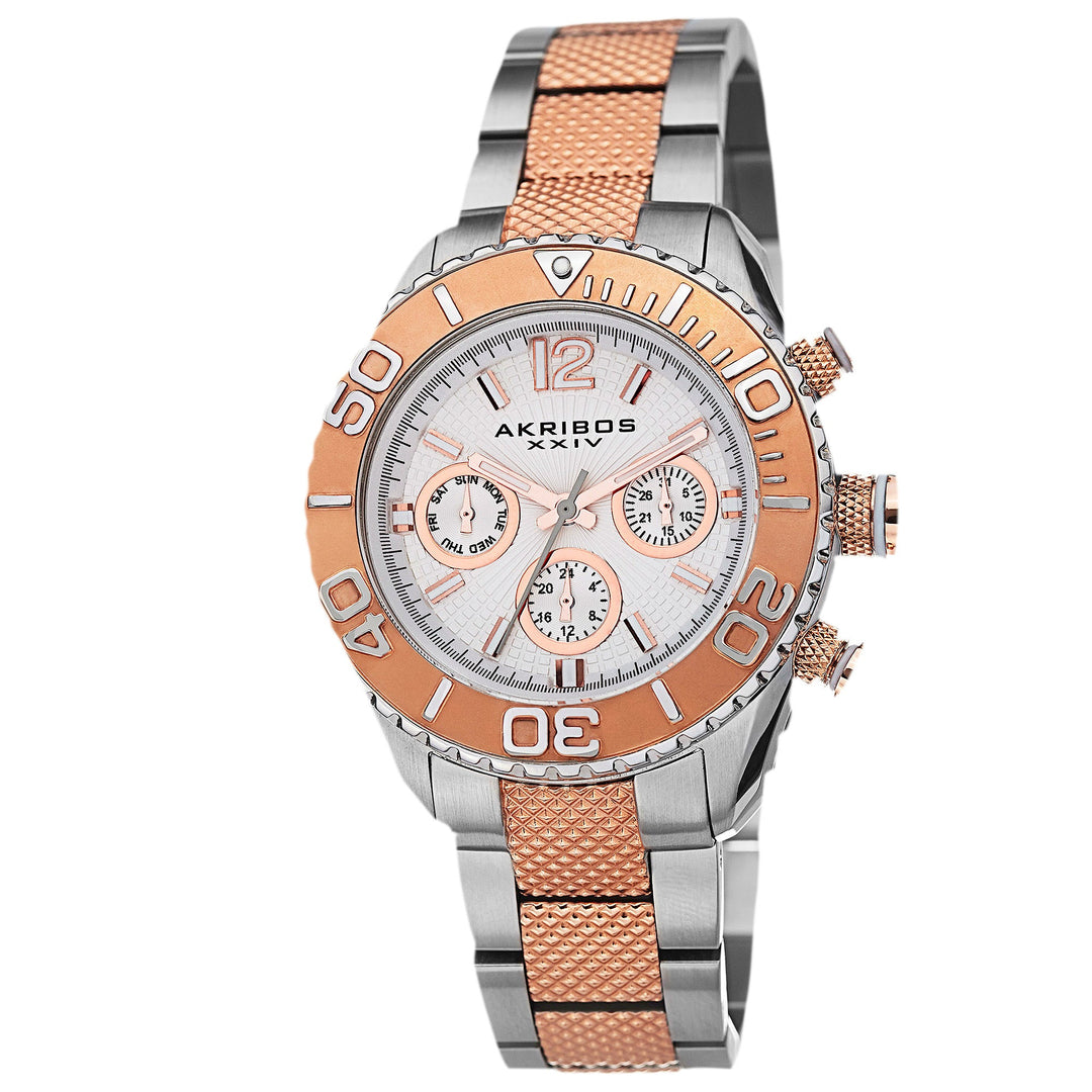 Ultimate Swiss Quartz Multifunction Silver-Tone and Rose-Tone Stainless Steel Br