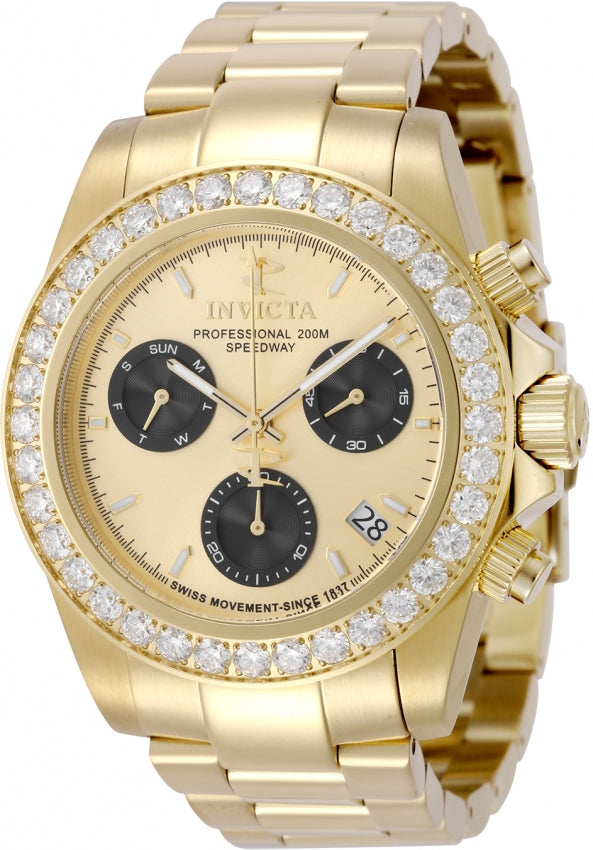 Elite Diamond Black And Gold dial / Silver Stainless Steel Bracelet Gold Dial
