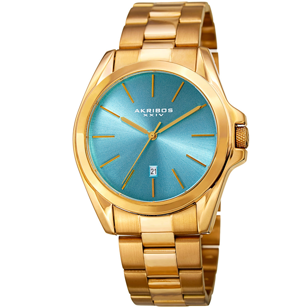 Casual-AK948YGTQ Gold/Stainless Steel | Blue Dial