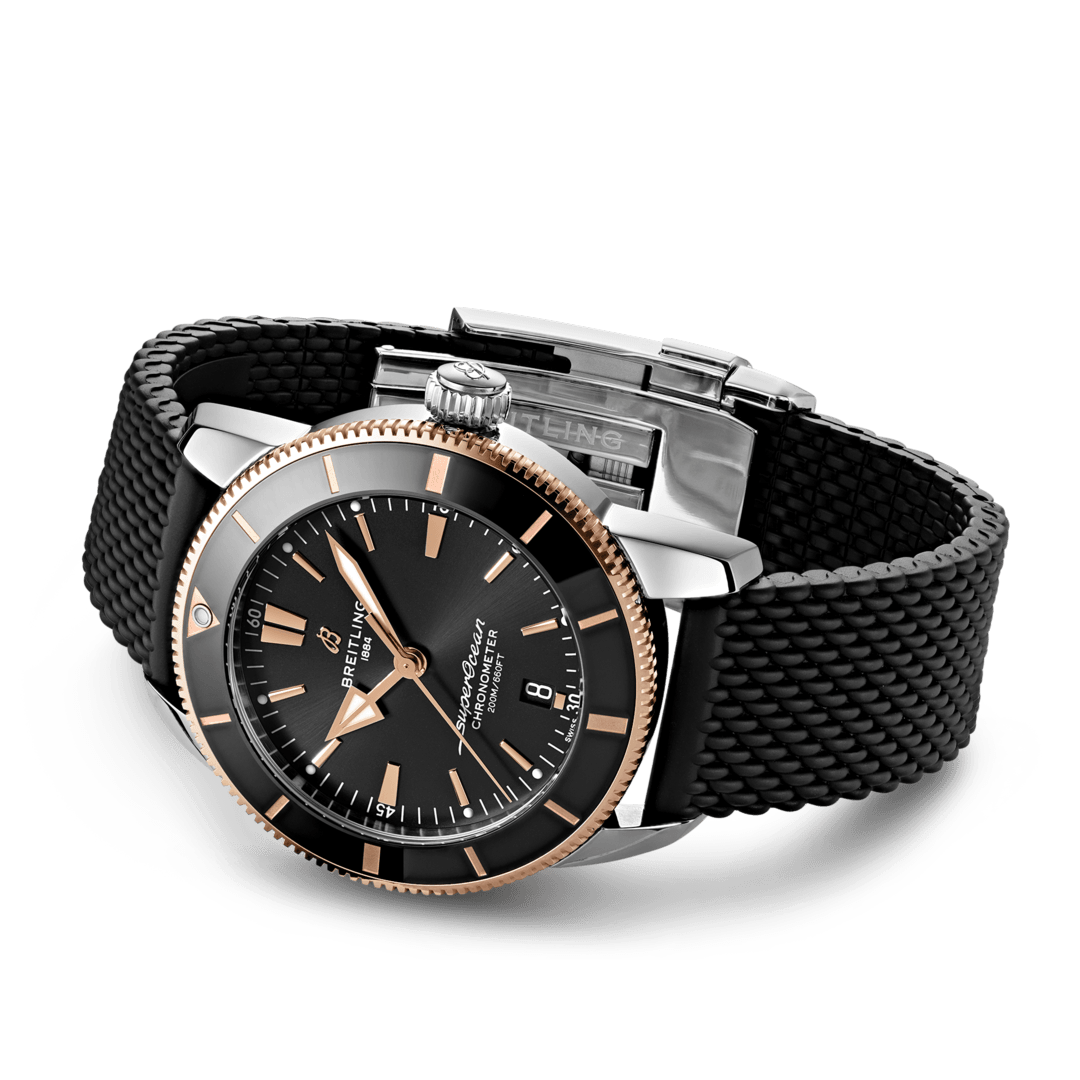 Superocean heritage B20 Automatic 44 Black Rubber Bracelet | Black Dial