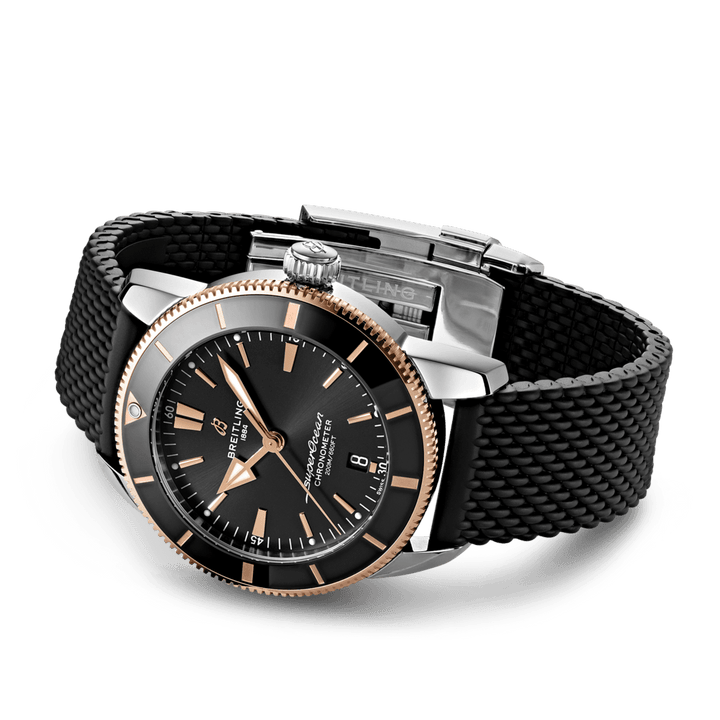 Superocean heritage B20 Automatic 44 Black Rubber Bracelet | Black Dial