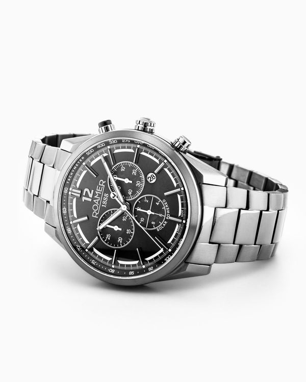 Helios Power Black dial, grey stainless steel bracelet Black Dial