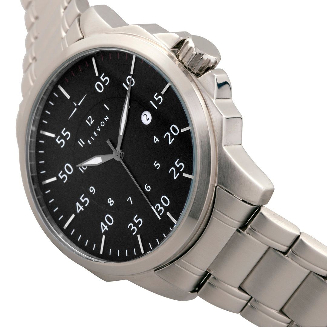 Hughes Watch w/ Date Silver/Black | Black Dial