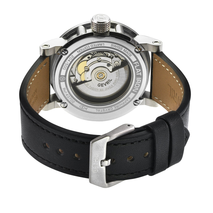 Flat Iron Swiss Made Automatic, 42mm Stainless Steel, Black Dial, Black Italian 