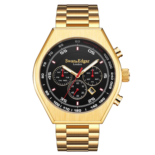 Contemporary Classic Gold/Stainless Steel Black Dial