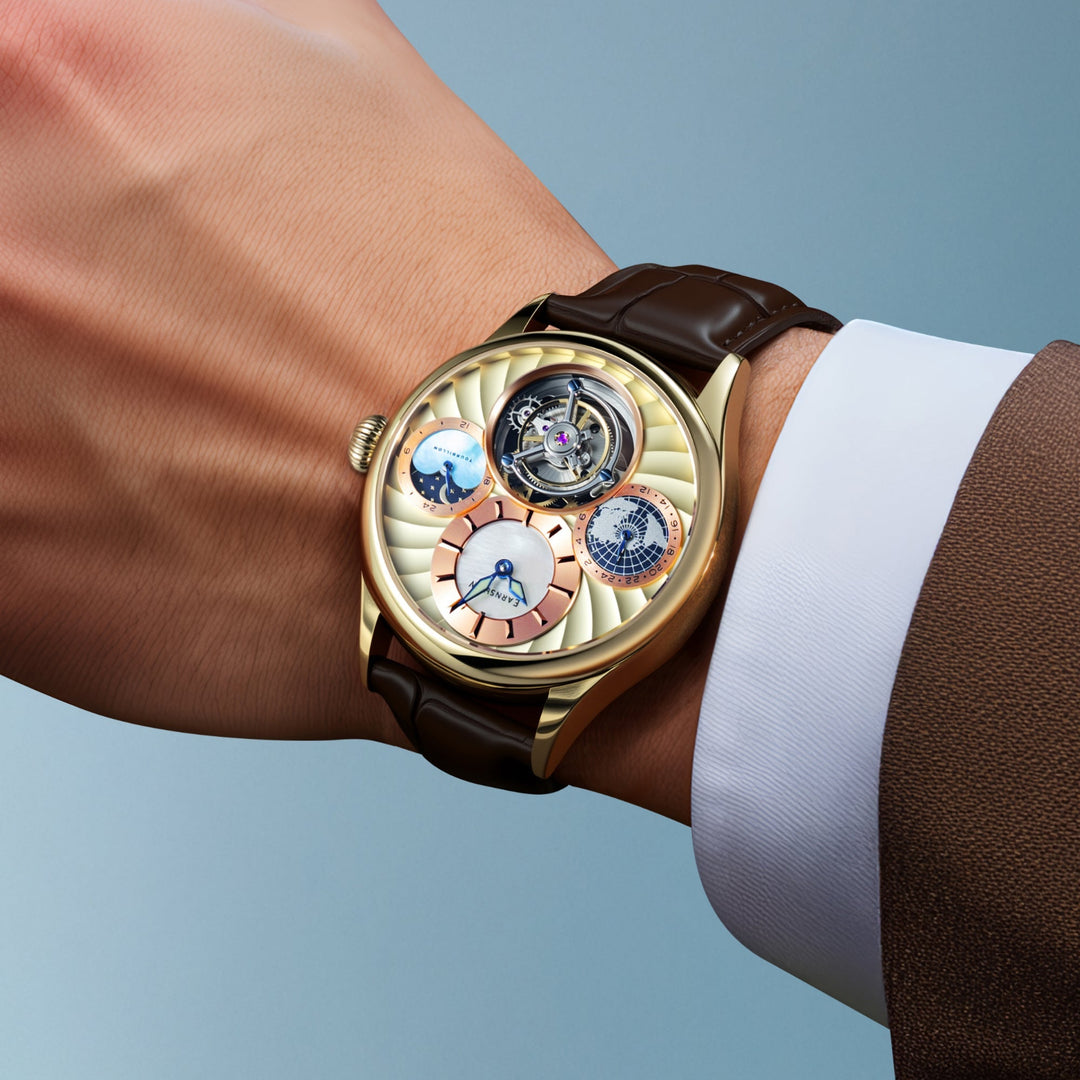 Celestial Huggins Tourbillon Mechanical Limited Edition Gold / Genuine Leather |