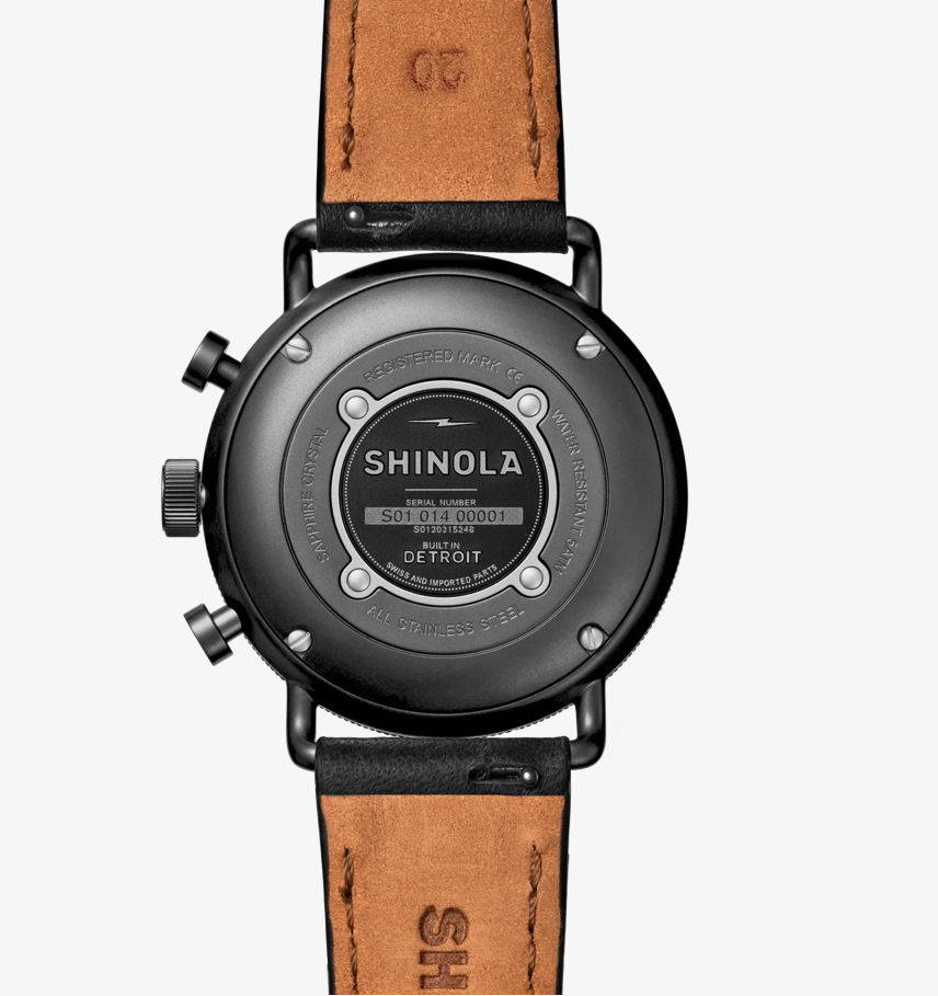 Canfield Sport 40mm, Black Leather Strap Black Black Dial