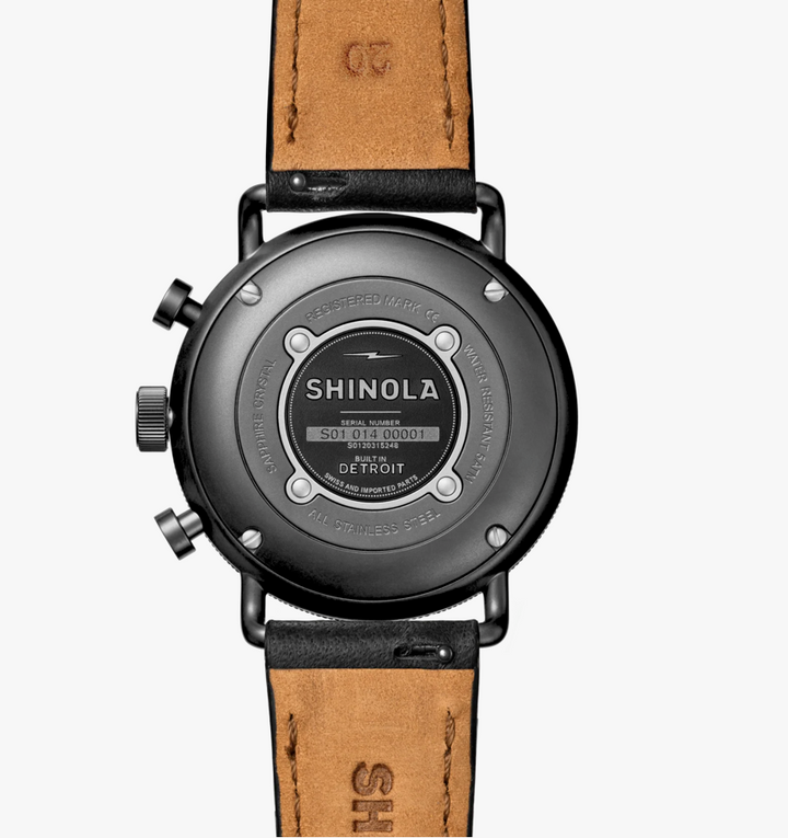 Canfield Sport 40mm, Black Leather Strap Black Black Dial