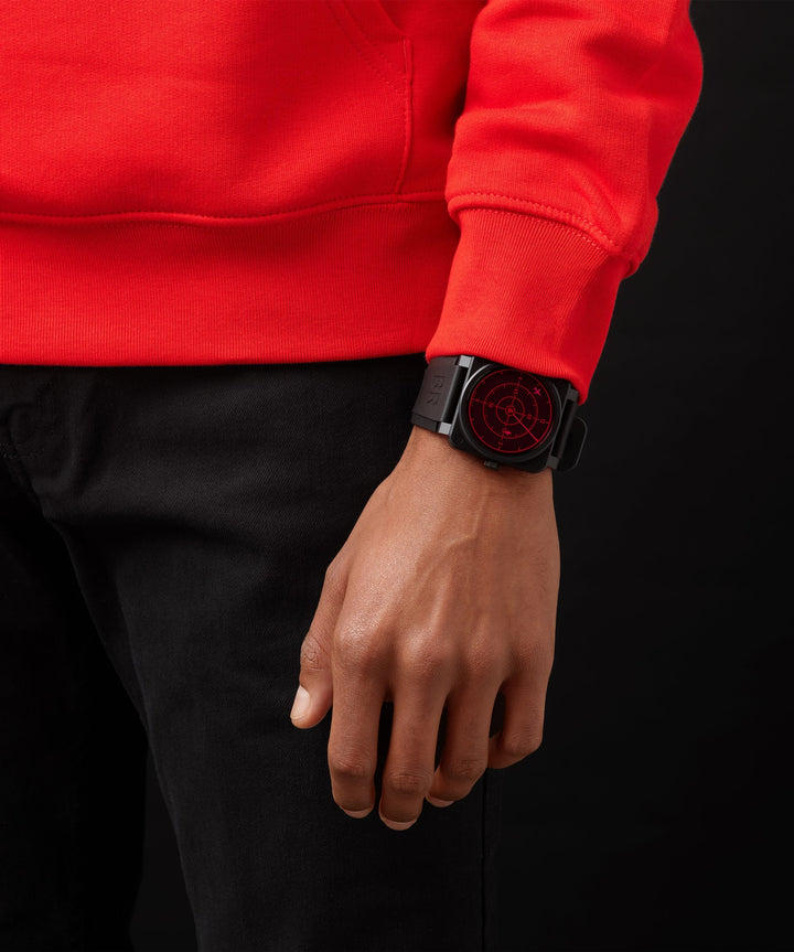 BR 03-92 Red Radar Ceramic Black Dial / Black Rubber Strap Black Dial