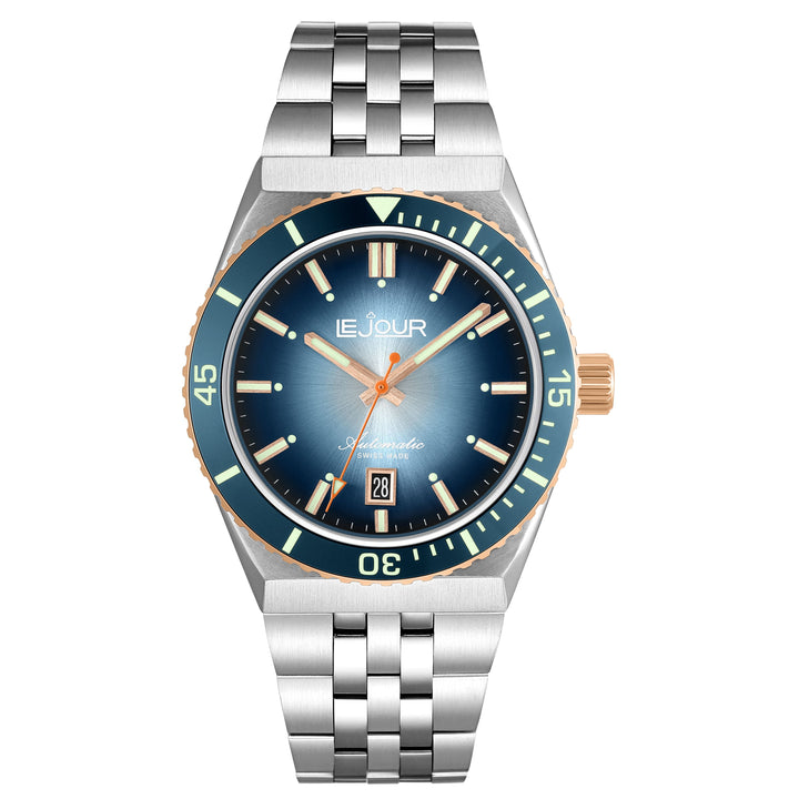 DELMARE Two-tone Blue Sunray Blue Dial