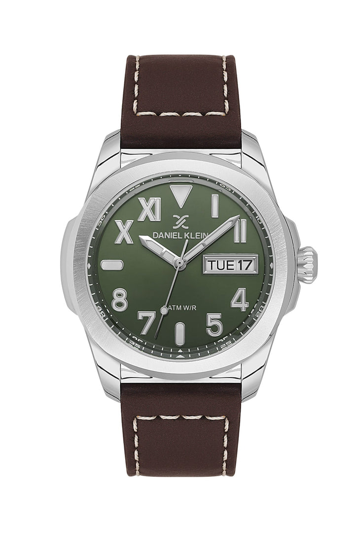 Premium Leather Aviator 5 ATM Brown / Green Dial Green Dial