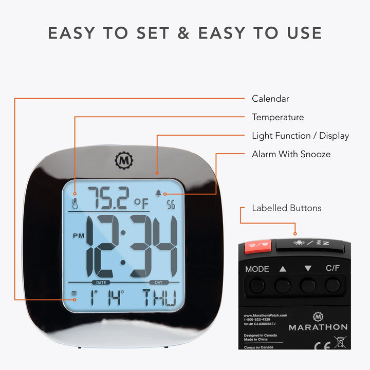 Compact Alarm Clock with Temperature and Date Clock, LCD, Alarm, Mini, Silver (2