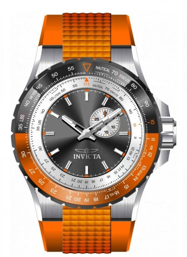 Aviator Men Black Dial / Orange Silicone Strap Black Dial
